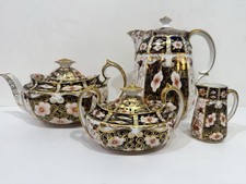 Antique Royal Crown Derby Traditional Imari Coffee/Tea Pot Set Creamer Sugar picture