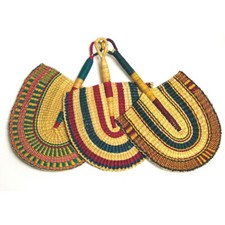 Burkina Faso Hand Woven Fans 16 inches set of 3 picture