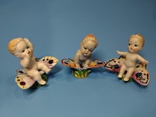 VTG. Baby Angel's Riding Butterflies Occupied Japan Colorful and Sweet picture