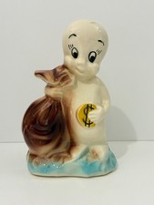 Vintage 1950s American Bisque Casper the Friendly Ghost Ceramic Coin Bank picture