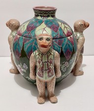 Vintage Andrea by Sadek Porcelain Chinoiserie Monkey Figurines X3 Ginger Jar picture