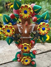 Vintage Mexican Tree of Life Clay Sculpture Arbol de la Vida Metepec Pottery picture