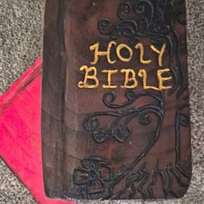 Decorative Hand Carved  HOLY BIBLE Book Stack  Home Decor picture