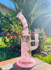 💗10''  Premium Hookah Glass Water  Bong  Pink  Percolator Shower Bend Phoenix💗 picture