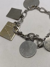 31g 925 STERLING SILVER MASSIVE CHARM BRACELET STATE HEART I LOVE YOU STAMPED picture
