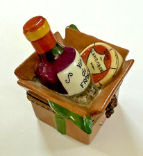 Authentic Vintage French Limoges Box - Cheese Wine Gift Basket Parcel picture