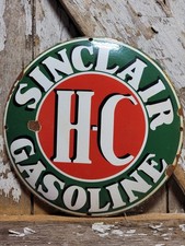 VINTAGE SINCLAIR PORCELAIN SIGN OLD MOTOR OIL CURVED GAS PUMP PLATE GARAGE 12