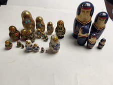 Vintage Matryoshka Nesting Dolls Mixed Lot Hand Painted Russian Braves picture