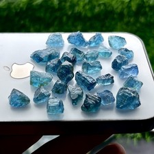 110 Ct Natural Santa Maria Aquamarine Rough Lot 27 Blue Beryl Crystals picture