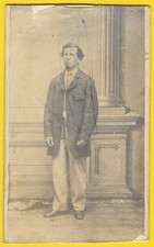 1800s CDV / Carte de Visite, Man Standing in Overcoat, Nice Shoes, Scratches picture