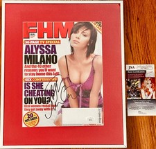 Alyssa Milano autograph signed 2004 FHM magazine cover custom framed JSA Charmed picture