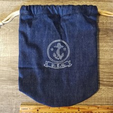 REPRODUCTION WWII US Navy Ditty Bag / Denim Drawstring Toiletry Travel Bag picture