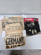 WWII / WW2 VE-DAY British Newspaper Lot May 1945 Stars and Stripes YANK Magazine picture