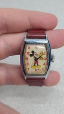 Vintage 1940s US Time MICKEY MOUSE WATCH Red Band Walt Disney Productions picture