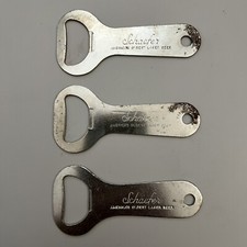 Lot Of 3 Vtg Schaefer Chrome Metal Vaughan America's Oldest Beer Bottle Opener picture