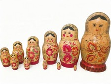 Vintage 1976 Soviet Semenov Nesting Dolls Matryoshka Complete 12 Piece Set USSR picture