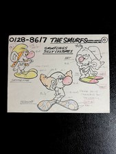 Vintage 1986 Hanna-Barbera Smurfs Model Sheet - Smurflings Silly Costumes Nat picture