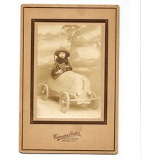 Antique c. 1920s Cute Girl Fur Coat Hat Pedal Car BRONX New York NY Photo 6x9” picture