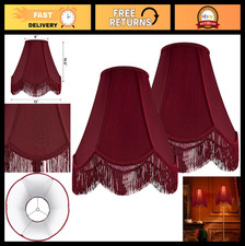 Set of 2 Red Fringe Scalloped Lamp Shades, 6