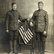 WWI Original Photo Identified Doughboys US Military Flag Hopkinsville KY c. 1918 picture