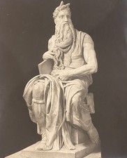 Antique Albumen Photo Michelangelo Moses Rome 8x10 c1890 Italy  picture