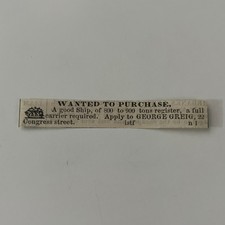 George Greig Wanted to Purchase 1860 Boston Clipping TAJ7-S42 picture