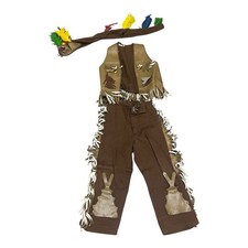 Vintage 1950s Native American Indian Child Halloween Costume Fringe Outfit Sz 4 picture