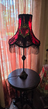 Handmade Victorian Red/Black/ Milagro Heart w Sequins Pleated Lampshade Only picture
