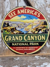 VINTAGE GRAND CANYON PORCELAIN SIGN RARE OLD NATIONAL PARK SMOKEY BEAR FOREST  picture