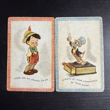 VTG Pinocchio & Jiminy Cricket Single Swap Playing Card Companions - Walt Disney picture