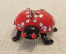 VTG Ladybug Hinged Trinket Box - Magnetic Closure - Enamel and Rhinestones. EUC picture