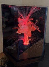 VINTAGE 1970s/80's FIBER OPTIC FLOWER COLOR CHANGING ROTATING LAMP LIGHT 11” picture