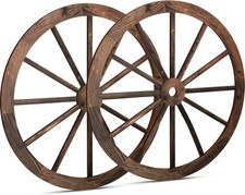 18 Inch 2 Pcs Wooden Wagon Wheel Decor, Western Rustic Decorations picture