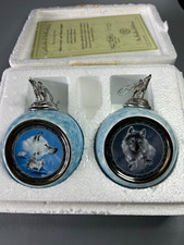 The Bradford Editions Spirit of the Wilderness Wolf Ball Ornaments Set of 2 1997 picture