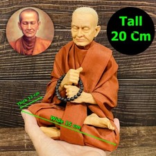 Lifelike Wax Art Monk Statue Meditation Somdej Toh WatRaKang Thai Amulet #16979 picture