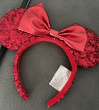 Disney Parks Red Sequin Bow RedPirate Rare Exclusive 2020 Minnie Ears Headband picture
