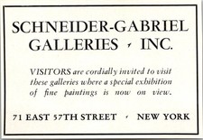 Schneider-Gabriel Galleries Inc 71 East 57th Street NY 1939 Ad 5AK8-H3 picture